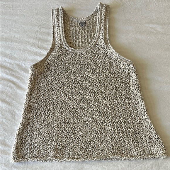 Aerie Textured Open Knit Scoop Neck Tank Top in Beige sz XL EUC - Picture 2 of 9